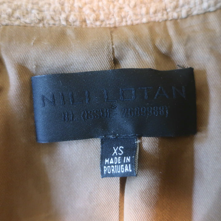 Nili Lotan Paloma Boucle Tweed Jacket Camel Cotton-Blend Size Extra Small
