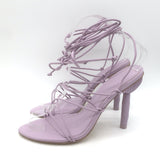 Cult Gaia Soleil Bamboo-Heel Ankle Wrap Sandals Lavender Leather Size 38
