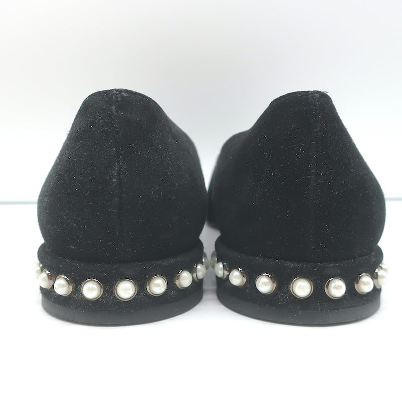 Stuart Weitzman Chicpearl Ballet Flats Black Suede Size 8