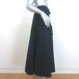 Christian Dior Belted Flared Midi Skirt Black Wool-Silk Size US 8