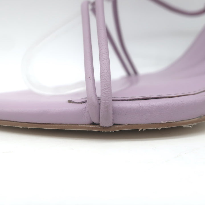 Cult Gaia Soleil Bamboo-Heel Ankle Wrap Sandals Lavender Leather Size 38