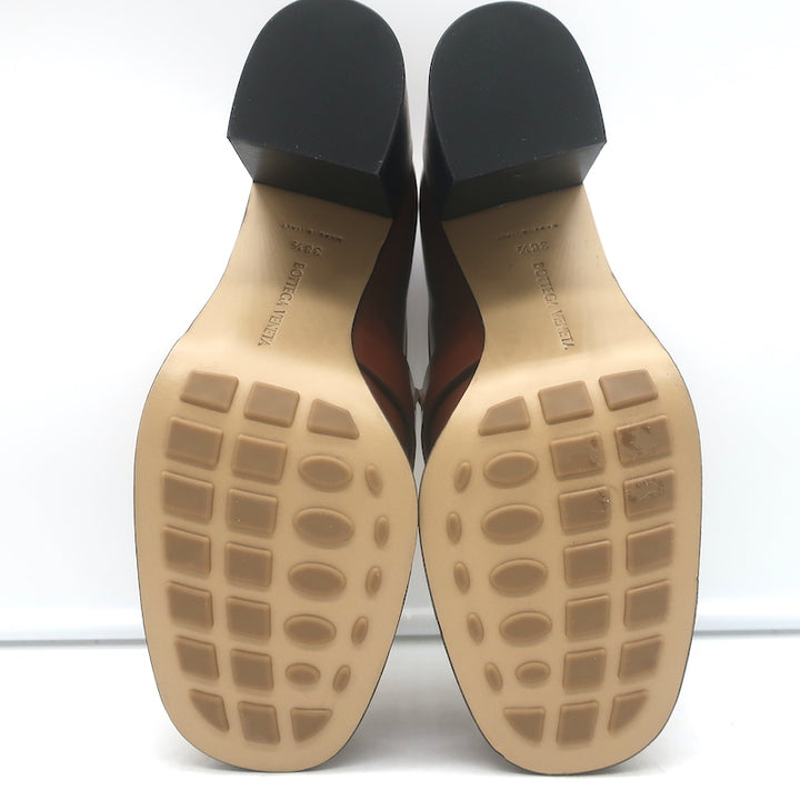 Bottega Veneta Monsieur Bit loafer pumps, brown polished leather, authentic pre-owned, gently worn, EU 38.5