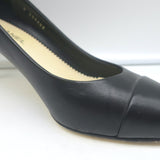 Chanel CC Gold-Tipped Heel Cap Toe Pumps Black Leather Size 37.5