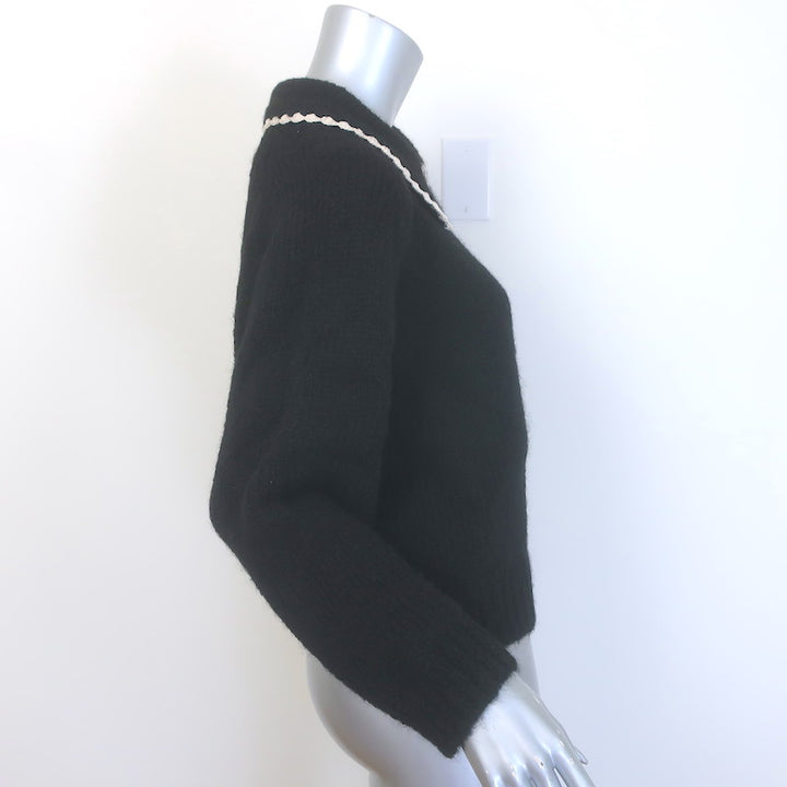 THE GREAT The Crochet Collar Pullover Sweater Black Alpaca-Blend Size 0