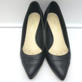 Chanel CC Gold-Tipped Heel Cap Toe Pumps Black Leather Size 37.5