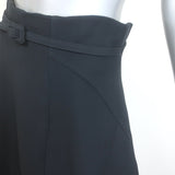 Christian Dior Belted Flared Midi Skirt Black Wool-Silk Size US 8