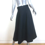 Christian Dior Belted Flared Midi Skirt Black Wool-Silk Size US 8