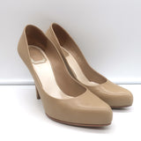 Christian Dior Miss Dior Pumps Beige Leather Size 37.5 Pointed Toe Heels