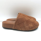 Bottega Veneta Reggie platform mules in caramel intrecciato suede, pre-owned, near-mint Italian luxury craftsmanship
