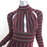 Rebecca Vallance Aisha Metallic Striped Cutout Midi Dress Multicolor Size US 0