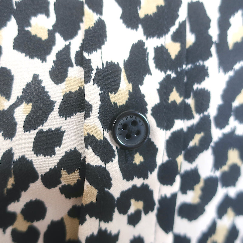 Equipment Reese Shirt Leopard Print Silk Size Extra Small Long Sleeve Blouse