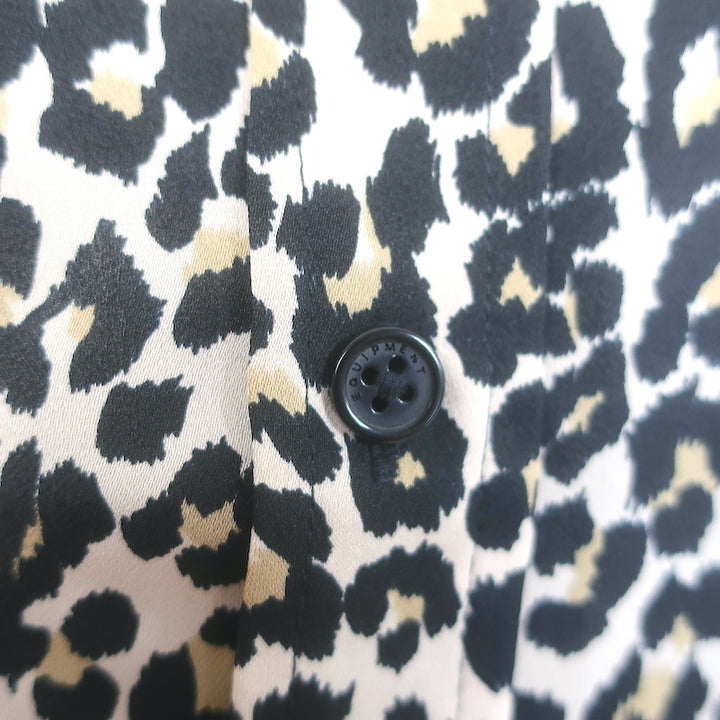Equipment Reese Shirt Leopard Print Silk Size Extra Small Long Sleeve Blouse