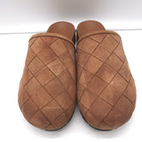 Bottega Veneta Reggie platform mules in caramel intrecciato suede, pre-owned, excellent condition