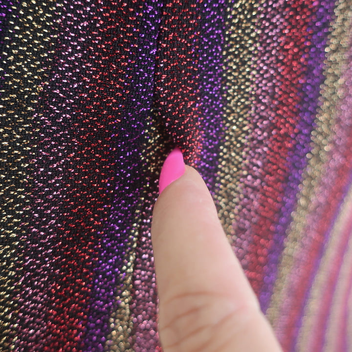 Rebecca Vallance Aisha Metallic Striped Cutout Midi Dress Multicolor Size US 0