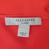 AllSaints Hera Maxi Slip Dress Red Satin Size Large