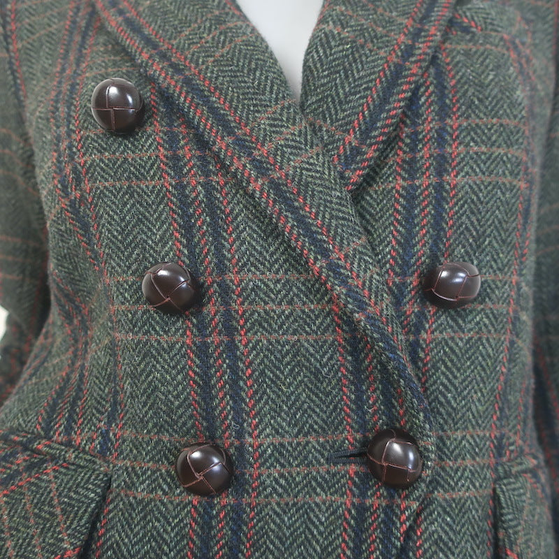 Veronica Beard Miller Plaid Dickey Jacket Forest Green Virgin Wool Size 4