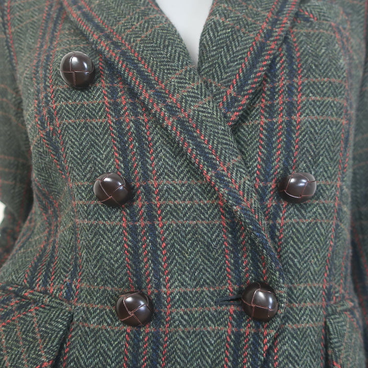 Veronica Beard Miller Plaid Dickey Jacket Forest Green Virgin Wool Size 4