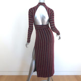 Rebecca Vallance Aisha Metallic Striped Cutout Midi Dress Multicolor Size US 0
