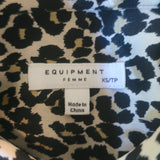 Equipment Reese Shirt Leopard Print Silk Size Extra Small Long Sleeve Blouse