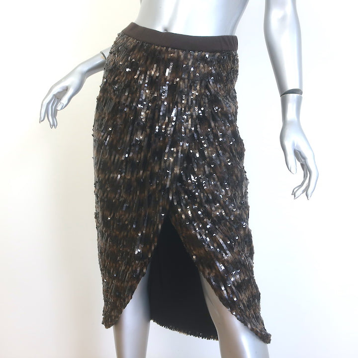 Le Superbe Take It Easy Sequin Wrap Skirt Brown Size 4