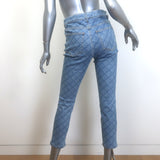 Chanel Diamond-Check Skinny Jeans Light Blue Stretch Denim Size 38