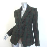 Veronica Beard Miller Plaid Dickey Jacket Forest Green Virgin Wool Size 4