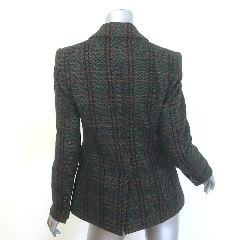 Veronica Beard Miller Plaid Dickey Jacket Forest Green Virgin Wool Size 4