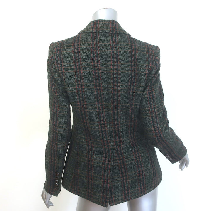 Veronica Beard Miller Plaid Dickey Jacket Forest Green Virgin Wool Size 4