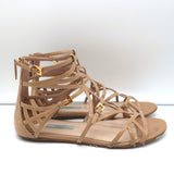 Prada Flat Caged Sandals Beige Patent Leather Size 37.5