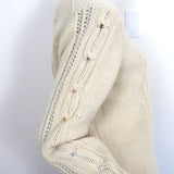 Zadig & Voltaire Morley Jeweled Sweater Ecru Cable Knit Wool Size Extra Small