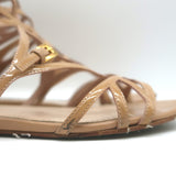 Prada Flat Caged Sandals Beige Patent Leather Size 37.5