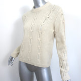 Zadig & Voltaire Morley Jeweled Sweater Ecru Cable Knit Wool Size Extra Small