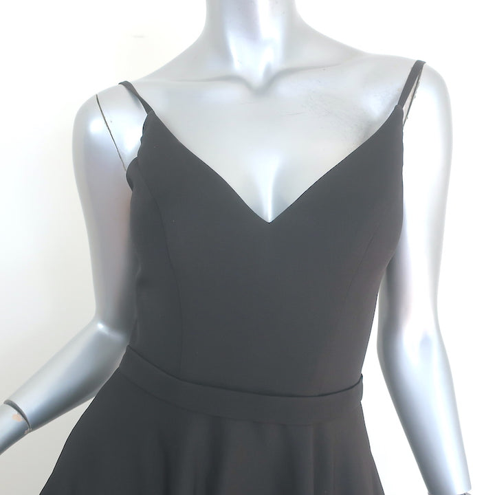 Ieena for Mac Duggal V-Neck Ball Gown Black Crepe Size 0