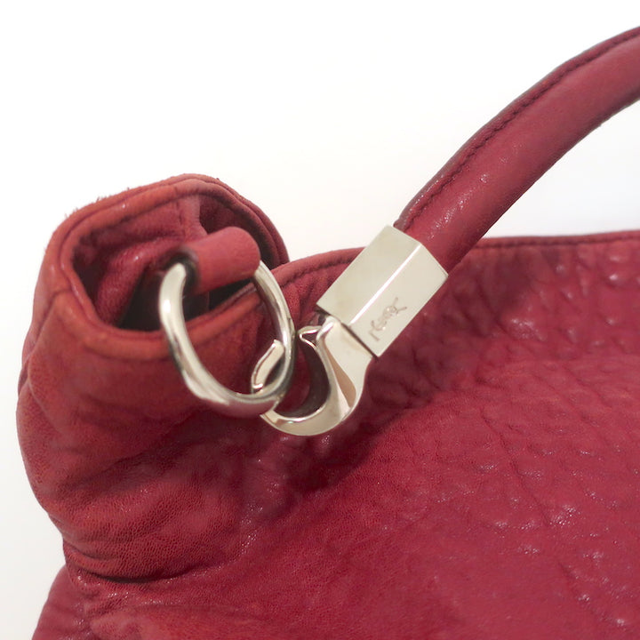 Yves Saint Laurent Roady Hobo Red Grained Leather Large Shoulder Bag