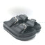 Alexander McQueen Double Buckle Platform Slide Sandals Black Leather Size 38