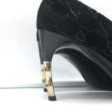 Gucci Tom Ford GG Velvet Bamboo Heel Pumps Black Size 8
