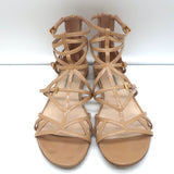 Prada Flat Caged Sandals Beige Patent Leather Size 37.5