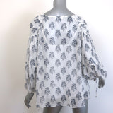 A.L.C. Chantal Balloon Sleeve Blouse White Floral Print Silk Chiffon Size 2