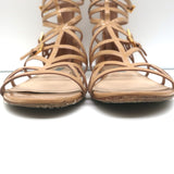 Prada Flat Caged Sandals Beige Patent Leather Size 37.5