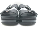 Alexander McQueen Double Buckle Platform Slide Sandals Black Leather Size 38