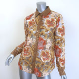 Le Superbe Floral Sequined Shirt Gold Zebra Print Satin-Trimmed Tulle Size Small