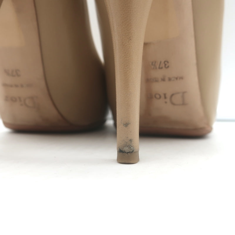 Christian Dior Miss Dior Pumps Beige Leather Size 37.5 Pointed Toe Heels