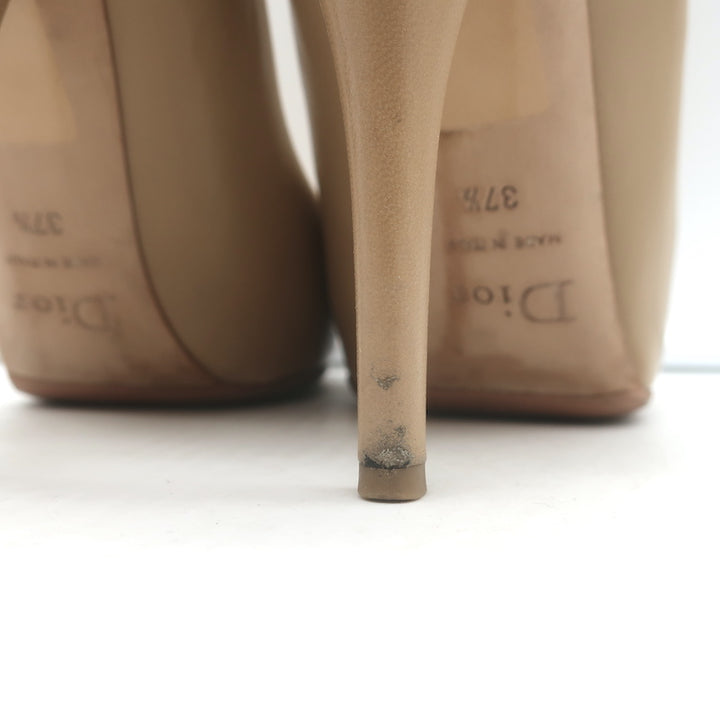 Christian Dior Miss Dior Pumps Beige Leather Size 37.5 Pointed Toe Heels