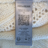 Zadig & Voltaire Morley Jeweled Sweater Ecru Cable Knit Wool Size Extra Small