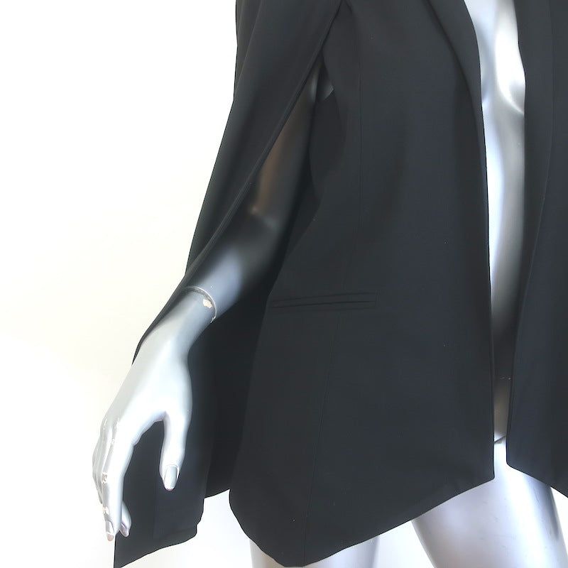 Michelle Mason Cape Blazer Black Stretch Suiting Size 2