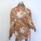 Le Superbe Floral Sequined Shirt Gold Zebra Print Satin-Trimmed Tulle Size Small