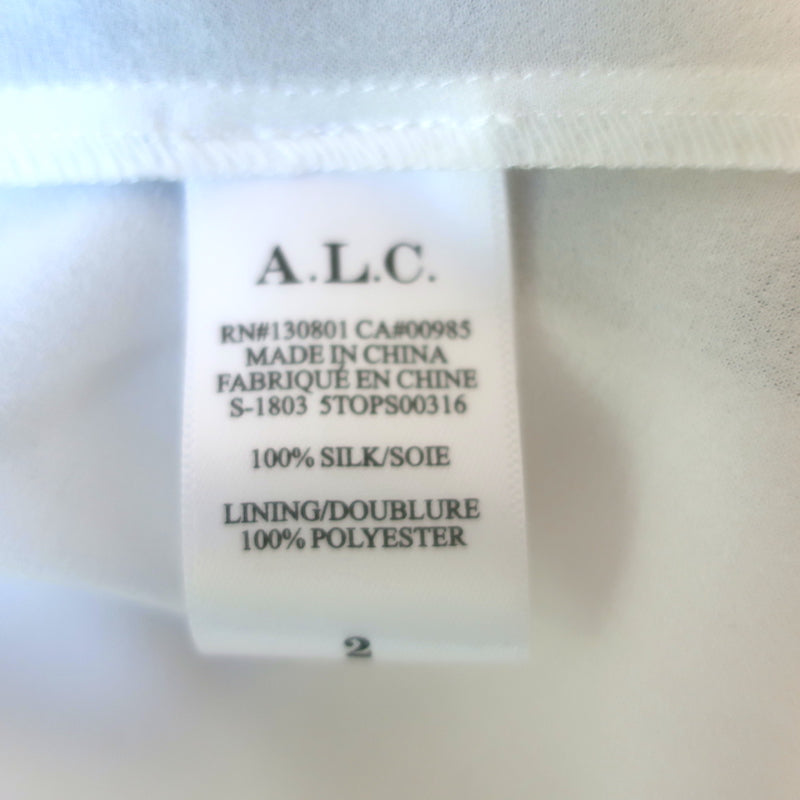 A.L.C. Chantal Balloon Sleeve Blouse White Floral Print Silk Chiffon Size 2
