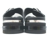 Alexander McQueen Double Buckle Platform Slide Sandals Black Leather Size 38