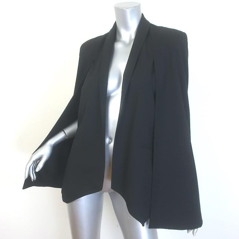 Michelle Mason Cape Blazer Black Stretch Suiting Size 2