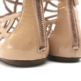 Prada Flat Caged Sandals Beige Patent Leather Size 37.5